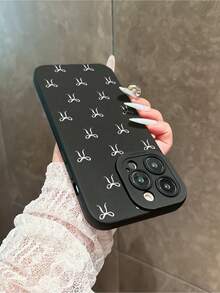 Funda para teléfono Funda para teléfono con diseño de nudo de lazo negro, a prueba de golpes, compatible con funda para phone 16Pro Max, 14/13, 12, 11 Pro Max, XS Max, X, XR, 8, 7, Plus, Mini - Gran regalo para novia, novio o uso personal 1 pieza - Blanco - Ver 3
