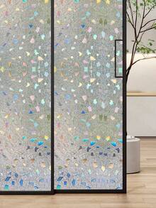 1 Roll Window Privacy Film, Rainbow Window Clings, 3D Decorative Window Vinyl, Stained Glass Window Decals, Static Cling Window Sticker Non-Adhesive Window Film For Home Office Wall Decor Room Decor Stickers Personalised Stickers - Clear - View 13