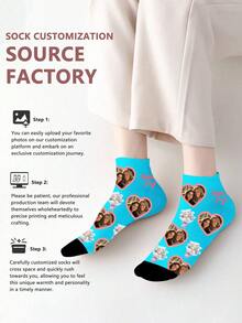 1 Pair Custom Face Socks, Custom Photo Sock, Custom Printed Socks, Personalized Funny Face Socks, Custom Picture Socks, Put Any Face On The Socks, Anniversary Gift, Valentine Gift, Birthday Gift, Wedding Gift, Mother's Day Gift - Multicolor - View 5