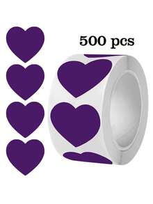 500张/卷纯色心形贴纸标签，9种颜色，适用于母亲节、婚礼装饰、情人节、礼品包装、教师、复活节礼物、防水、不粘PVC、学校用品、返校 - 1inch/2.5cm - 查看 9