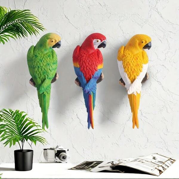 1 PIEZA - Escultura de loro artesanal - Estatua de arte de resina vibrante y detallada para decoración del hogar y el jardín - Regalo ideal para entusiastas de las aves y el arte, perfecto para la decoración de la habitación