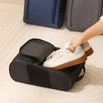 1 PIEZA - Bolsa portátil de almacenamiento de zapatos de golf con asa - Tela de Oxford, bolsillo lateral de malla, perfecta para la organización de accesorios de golf