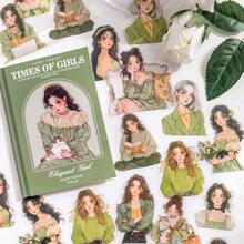 1 包 30 张欧洲复古女孩贴纸个性手机壳美学剪贴簿装饰笔记本艺术素描本创意手账 DIY 拼贴卡片材料办公和学校用品、学校用品、返校 - 一包 - 查看 6