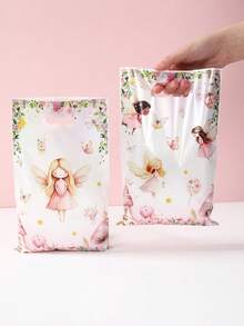 10 件粉色花仙子主题礼品袋，仙子独角兽风格储物袋，礼品包装用品，适用于派对装饰、生日装饰、婴儿淋浴装饰、性别揭示装饰、家居装饰、房间装饰、餐桌装饰、生日礼物、派对回礼、礼品包装用品