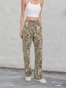 PinkyMoor Camo Pants For Women Cargo Pants Women Camo Sweatpants  Baggy Jeans Y2K Low Rise Loose Leg Jeans, Summer Back To School Streetwear - Khaki - View 6