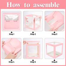 婴儿送礼会气球盒，男孩或女孩婴儿送礼会派对装饰品，1 个字母盒/婴儿字母透明气球盒透明积木，适用于生日派对、新娘送礼会、性别揭示（粉色）婴儿送礼会家庭装饰礼物 25 厘米/30 厘米（不包括气球）