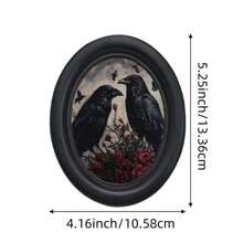 Vintage Two Crows On Rose Wall Art - Handcrafted Wooden Decor, Oval Animal Landscape Sign (5.25x4.16 Inches), Perfect For Halloween, Christmas & Thanksgiving, Christmas Decor