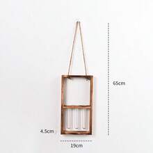 Various Styles Wall-Mounted Test Tube Hydroponics Plant Vase Wooden Hanging Rope Flower Rack Wall Decor Container - Wood Color - View 8