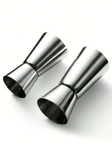 1pc 15/30ml, 20/40ml, 25/50ml, 30/60ml Stainless Steel Cocktail Shaker Measuring Cup, Double Cup Beverage Alcohol Measuring Tool, Kitchen Small Tool - Silver - View 4