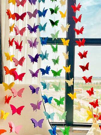 1/2/3 Pcs 3m 18pcs 3d Paper Butterfly & Flower Garland For Wedding, Party, Birthday Diy Banner Hanging ,3D Three-Dimensional Butterfly Paper Flowers Wedding Wedding Bedroom Living Room Decoration Decoration Birthday Party String Piece Wall Hanging Decorations,Party Backdrops,Decoration,