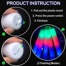 15/50 支荧光棒，荧光棒散装派对装，LED 泡沫荧光棒，带 3 种闪烁模式，夜光派对用品，发光泡沫棒，适用于婚礼、生日、派对、音乐节、音乐会、圣诞节、万圣节、露营、舞池道具 - 白色 - 查看 10