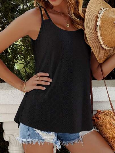 女士纯色宽松休闲无袖背心，夏季