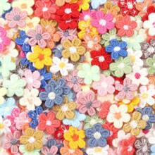 30pcs/Pack Colorful 5-Petal Flower Embroidered Patches, Cotton Thread Hand-Sewn Floral Patches For DIY Clothing, Pants, Socks, Hats And Fabric Decoration & Repair