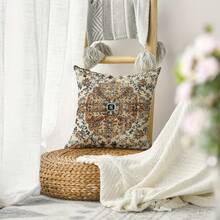 Bộ 2 vỏ gối trang trí màu xanh Bohemian dày dặn, kích thước 18 x 18 inch, họa tiết Bohemian cổ điển, vỏ gối sofa - màu nâu - Xem 2