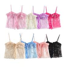 ZEVITY Women Sequin Patchwork Camisole Tank Top 2501 - Hot Pink - View 7