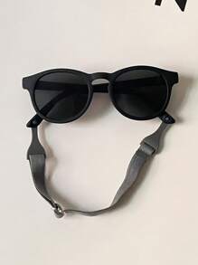 1 Set Kids Fashion Eyeglasses With Anti-Drop Strap, Unisex Children Cool Stylish Photo Prop Glasses, Comfortable & Lightweight