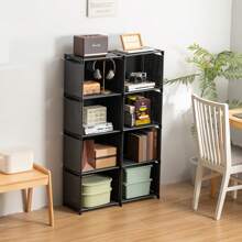 1pc 6-Tier 5-Compartment / 5-Tier 4-Compartment Silver Gray/Black/White Metal + Plastic + Non-Woven Fabric Combination, Multipurpose Storage Rack, Easy Assembly Bookshelf, Floor Stacking Storage Rack, Detachable Storage Organizer, Home Room Bedroom Kitchen Living Room School Dorm Practical Storage Rack