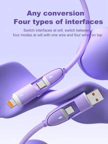 OIITH 4-In-1 60W/100W(MAX)/27W Type C Fast Charging Cable, Silicone Micro USB Type C Charger ,Suitable For Smart Phone USB Multiple Ports, Charging Cable Compatible With Iphone 16/15/14/13/12/11/ S24/S23/S22/S21, Vivo,Compatible With Samsung,Can Charge Other Devices At Full Speed! Nan