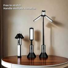 Rechargeable 10000mAh Camping Light With Stand 6.5 Ft Max Height, Cordless Work Light With 3 LED Lamp Heads, 2200 Lumens Dimmable Magnetic Emergency Flashlight With Detachable Tripod, Black - Grey - View 5