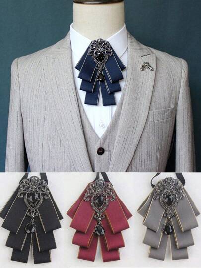 A High-End Fashionable Bow Tie, Brooch, Bowknot And Boutonniere . Equipped With An Elastic Band For Easy Wearing And Taking Off. Suitable For Grooms And Groomsmen To Wear, Suitable For Suits In Parties And Nightclubs, As Well As For Daily Matching.