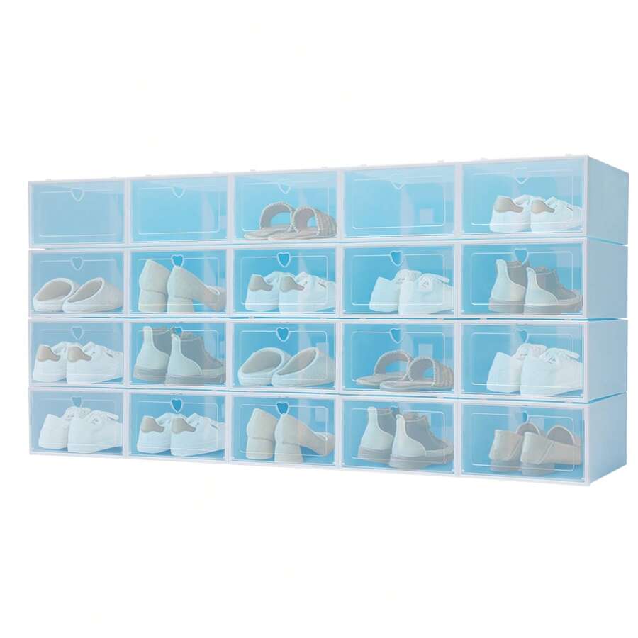 Plastic Shoe Boxes For Organizing, White, Green, Pink, Purple, Blue Options, 332314 Cm, Durable And Stackable, I For Storage And Space-Saving - White - View 1