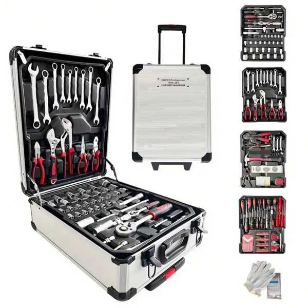 46pcs Professional Automotive Repair Tool Kit: Portable, Durable & Easy-To-Use Ratchet Wrench Set - Suitable For Car, Boat, Motorcycle Repair, Home Industrial Maintenance - Includes Carrying Case