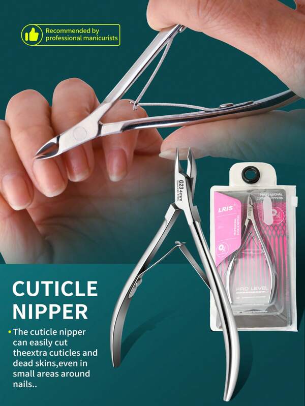 LRIS 1pc Stainless Steel Professional Cuticle Nipper Tool, Callus Remover, Nail Edge Trimmer, Suitable For Salon & Home Use