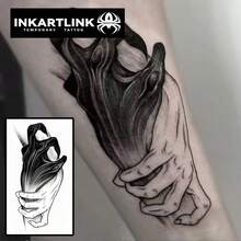 INKARTLINK 临时纹身贴纸，黑暗深渊手握，命中注定的感觉，防水耐用，纹身，假纹身，持续15天，半永久纹身，纹身贴纸 - 黑色 - 查看 3