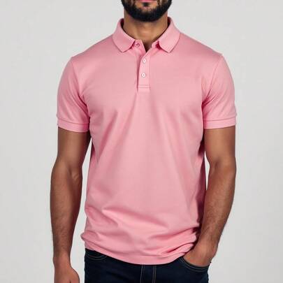 Camisa Polo Masculina Casual Business Top De Manga Curta Com Botôes E Gola Constrastante