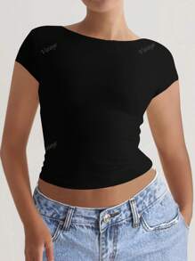 Top maglia attillato e sexy senza schienale da donna per l'estate