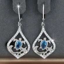 1 Pair Stylish Silver Egg Shaped Turtle Starfish Shell Silver Women's Earrings Ladies Summer Jewelry Beach Essentials Vacation Jewelry