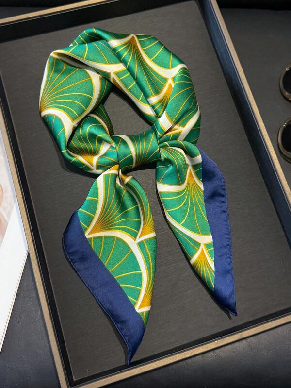 1buc Bandana cu imprimeu Green Leaf Bandana/bandita, versatila pentru utilizare zilnica