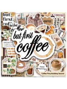 Finego 50 miếng dán cà phê mùa hè cổ điển, thiết kế cổ điển cho cốc cà phê và sổ tay, vật dụng cần thiết cho giờ nghỉ cà phê thư giãn, cảm giác mùa hè, phụ kiện bán chạy cho người yêu thích cà phê - Nhiều màu - Xem 6