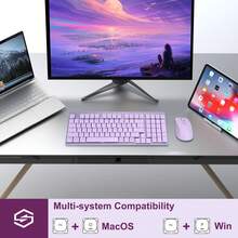 LeadsaiL FA98 Wireless Mechanical Keyboard And Mouse, 2.4Ghz Cordless Mechanical Keyboard And Silent Mouse, Low-Profile Red Switch, 98-Key Compact Slim 96% Keyboard For Windows/MacOS PC Laptop - 紫色 - 查看 7
