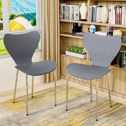 Confezione da 4 sedie in PP, sedie da cucina, sedie da soggiorno con schienale, gambe in metallo massiccio, materiale PP, verde chiaro, 45,5 x 40 x 82,5 cm