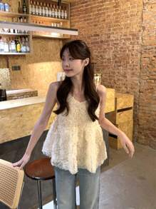 Women's Spring Chic Elegant French Niche Floral 3D Design Sweet Sleeveless Camisole Top, Summer Clothes