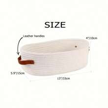 1pc Woven Storage Basket With Handle, Multi-Purpose Desktop Organizer Box, Bathroom Toilet Paper Holder, Dual Handle Office Desk Home Storage Basket
