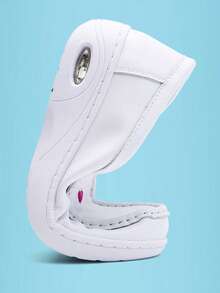 女士时尚护士鞋，软底休闲鞋，白色套脚坡跟鞋，适合室内/室外医院护理工作，防滑减震轻便工作鞋，保暖透气，四季皆宜