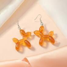 Cute Glow-In-The-Dark 3D Balloon Dog Resin Design Drop Earrings, Playful Gift, Available In Various Glow-In-The-Dark Colors, Women's Jewelry Accessory, Suitable For Daily Wear, Gifting, Music Festivals, Vacations, Circus Scenes