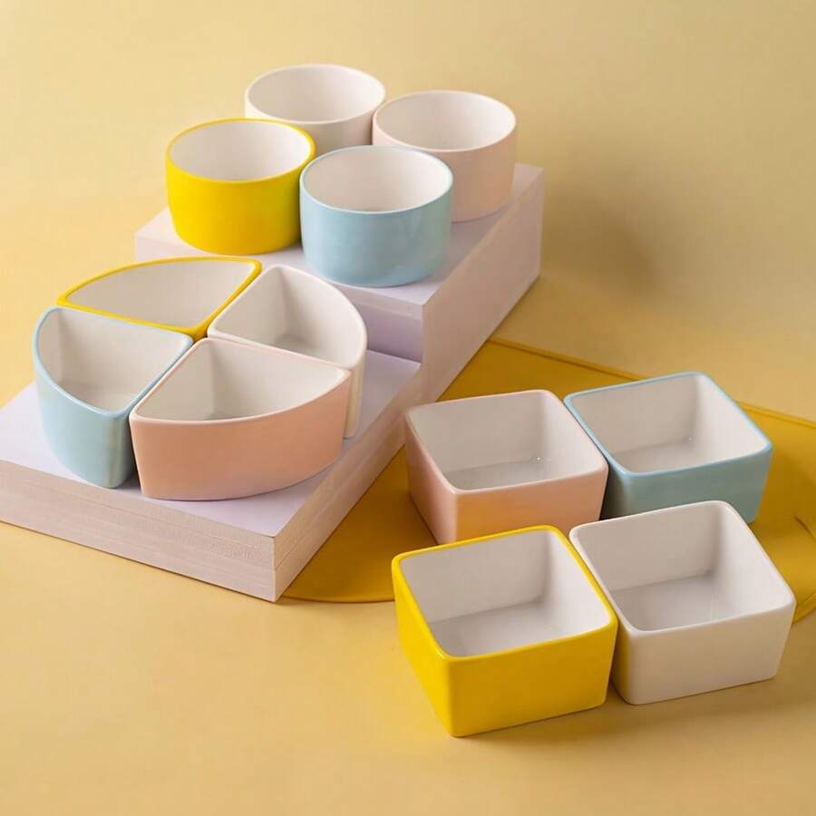 1pc Ceramic Hamster Food Bowl, Parrot And Sugar Glider Candy Color Pet Food Container - Multicolor - View 1