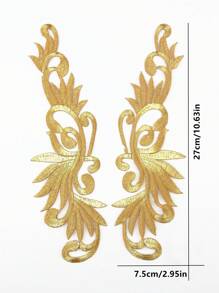 2 pièces Appliqués de fleurs en tissu brodé doré creux avec dos adhésif, accessoires vestimentaires