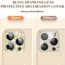 iPhone16/15 ProMaxカメラレンズプロテクターフィルム ラグジュアリーダイヤモンド対応、高級ダイヤモンドカメラステッカー、傷防止・耐衝撃強化ガラスフィルム、14ProMax/13/12Mini/11など高品質レンズデコレーションアクセサリー適用