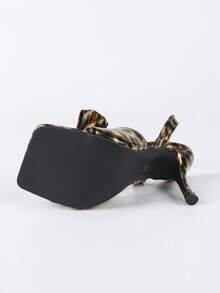 香槟色豹纹方头细高跟鞋，舒适百搭时尚性感派对晚礼服高跟鞋，修身显腿长