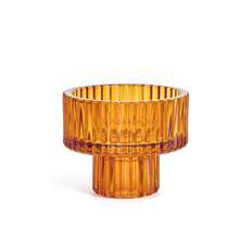 1pc European-Style Minimalist Vertical Stripe Glass Candle Holder, Romantic Tabletop Candle Stand For Home Decor, Commercial Use & Weddings, Can Display Crystal Balls & Jewelry - Amber Brown - View 12