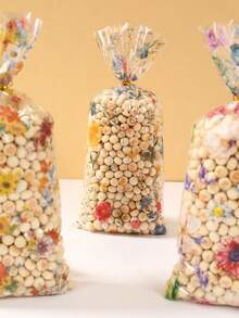 Set de 25/50/100 Bolsas de celofán con diseño floral, bolsas de regalo transparentes, bolsas de fiesta de primavera, bolsas para snacks, decoraciones de primavera, bolsas para empaquetar galletas y chocolates, bolsas de envoltura de caramelos, bolsas de embalaje, suministros para bodas, regalos para despedida de soltera, decoración para baby shower, suministros para fiesta de revelación de género, decoración para fiesta de primer cumpleaños, decoración para fiestas de vacaciones, regalos de fiesta de cumpleaños - flores - Ver 2