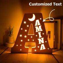 1pc Customized LED Night Light, 26 Letter Customized Night Light, Personalized Name, Cute Small Patterns, Crown Design, Decoration For Children's Room, Bedroom, Study, Halloween, Back To School, Children's Day, Birthday, Independence Day, Christmas Gift, Customized Gift