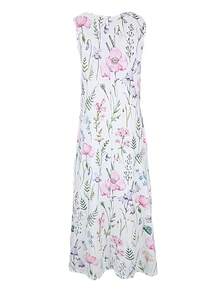 Women's Fashionable Casual Floral Print V-Neck Sleeveless Dress Pink Summer Elegant - Pink - View 3