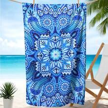 1pc Bohemian Style Patterned, Modern Minimalist Quick-Dry Oversized Microfiber Beach Towel, Suitable For Adults And Teenagers, Polyester Knitted Fabric, Machine Washable, Lightweight Soft Quick-Dry, Waterproof, Anti-Sand, Durable, Perfect For Travel, Swimming, Yoga, Pool Towel Beach Essentials