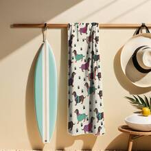 1 件彩色腊肠犬图案超强吸水毛巾 - 柔软、轻便、快干、透气的涤纶沙滩巾，多种尺寸，适合海滩、游泳、露营、旅行 - 现代动物设计夏季旅行、度假浴室装饰海滩必需品 - 彩色 - 查看 13