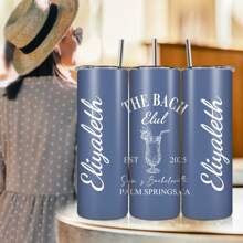 1 Piece Of 20oz Holiday Casual Style Custom Straight Cup, Stainless Steel Cup, Custom Name, Custom Text, Selected Pattern, Comes With Stainless Steel Straw And Straw Brush, Double-Sided Design, Hot And Cold Safety, Double-Layer Insulation, A Perfect Gift For Summer Vacation, Beach Leisure Drinking Cup